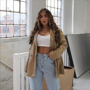 Faux leather oversized blazer